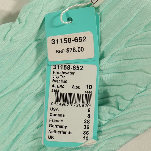 NWT Seafolly Freshwater Crop Top in Fresh Mint - Picture 7 of 10
